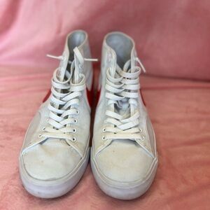 Nike White and Red High-Top Sneakers